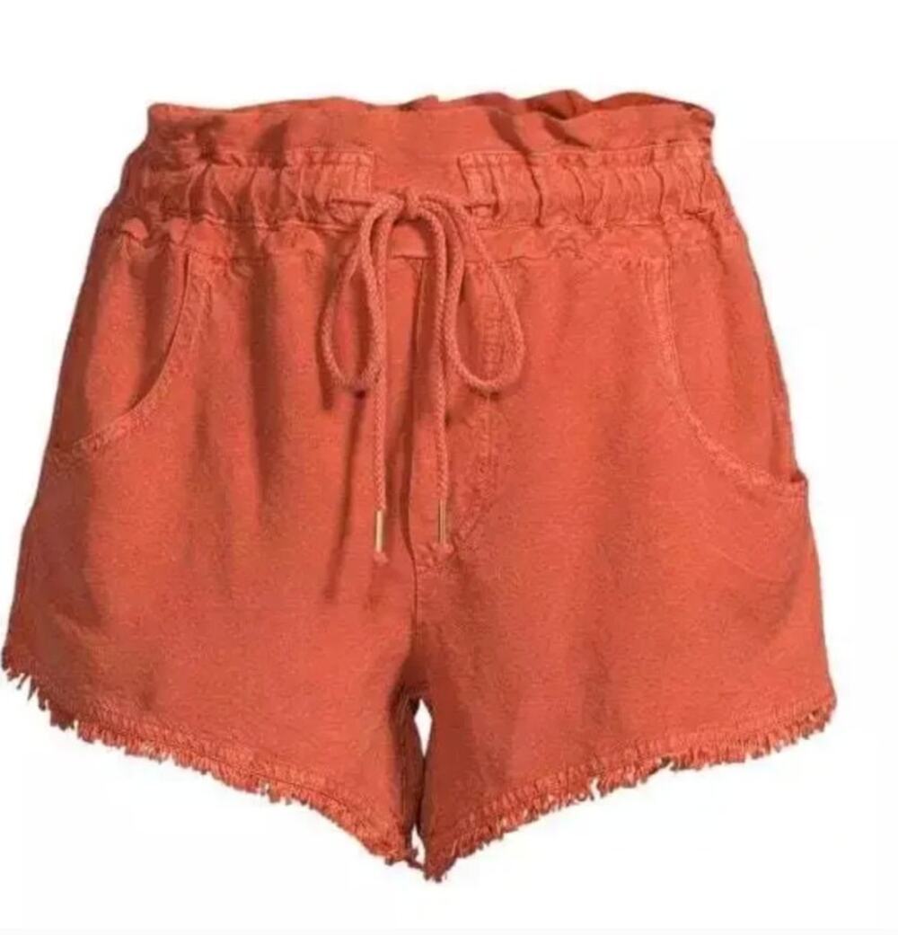YFB Izzy Raw Hem Linen Burnt Orange Shorts Drawstring Shorts Boho, Summer